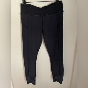 Lululemon Speed Up Tight Leggings Black Ruched Ankle Back Pocket Size 8